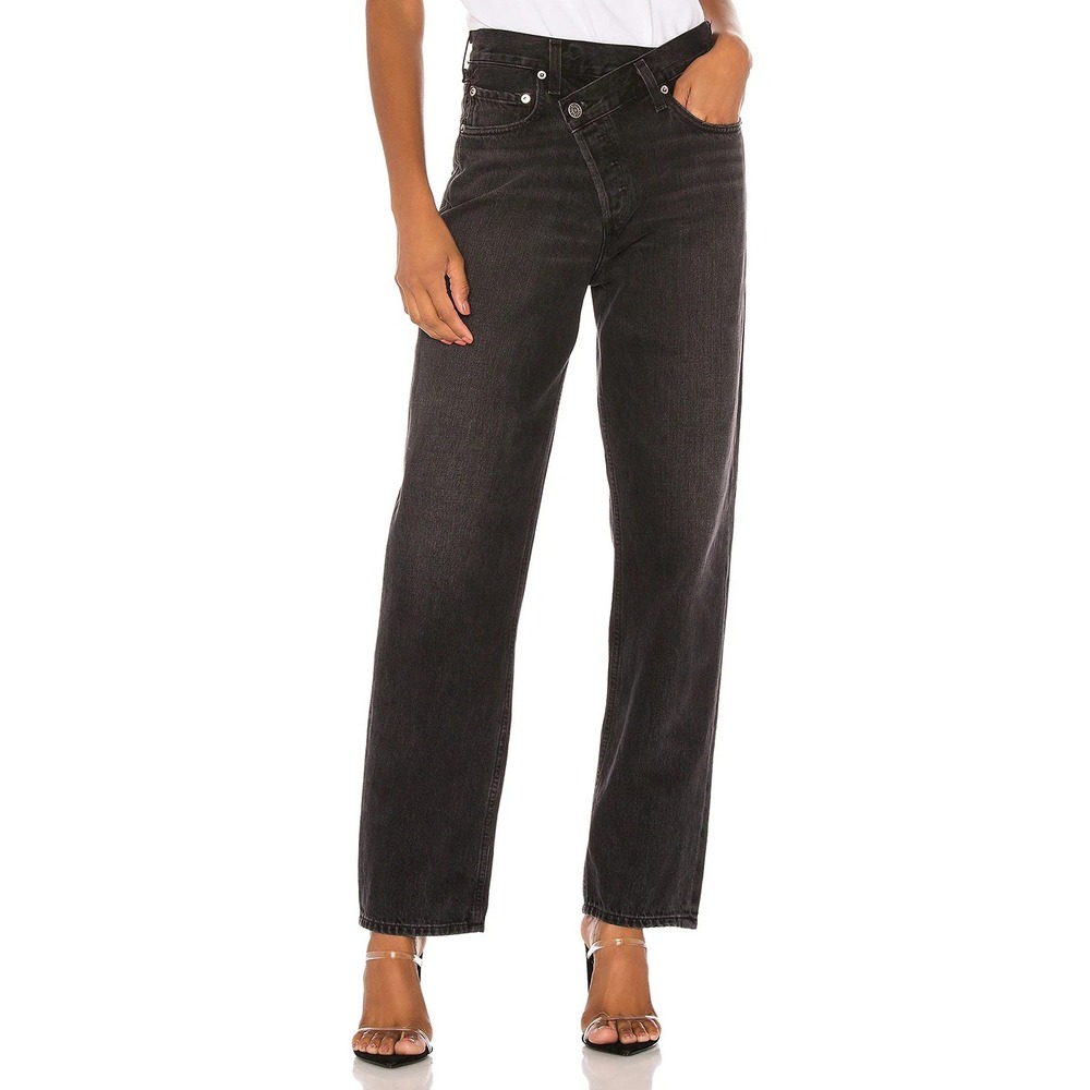 Agolde Criss Cross Straight Jeans in Savage Black Size 25